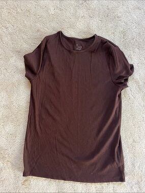 a new day Chocolate Ribbed Short Sleeve Crew Tee